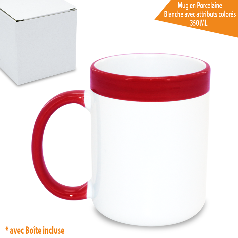 Mug en Porcelaine Blanche avec attributs colorés 350 ML