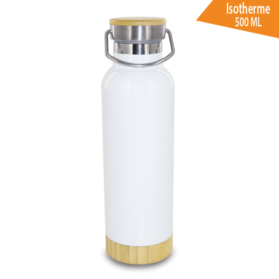 Thermos Bouteille Isotherme En Inox Et Bois 500 Ml