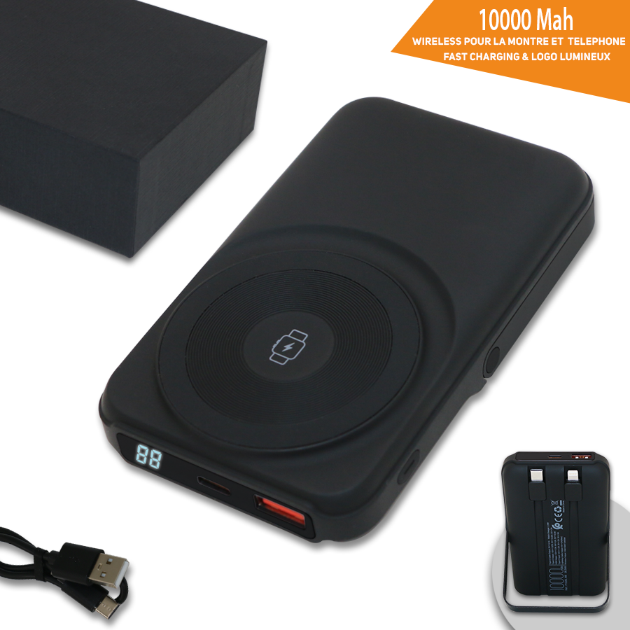 Power-Bank Wireless Extra + Chargeur Montre 10000 Mah