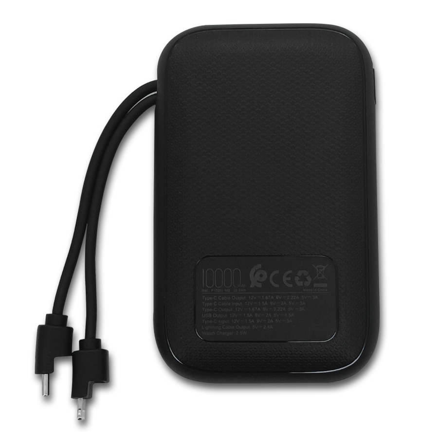 Rapide Power Bank 10000 mAh TM sans fil pour montre et chargement rapide à câbles pour téléphones.