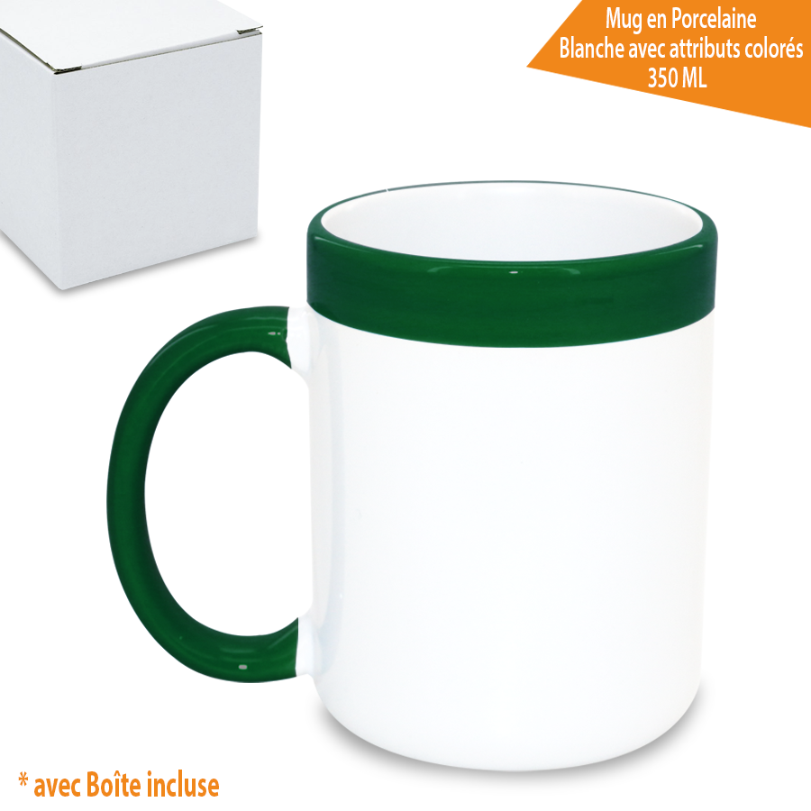 Mug en Porcelaine Blanche avec attributs colorés 350 ML