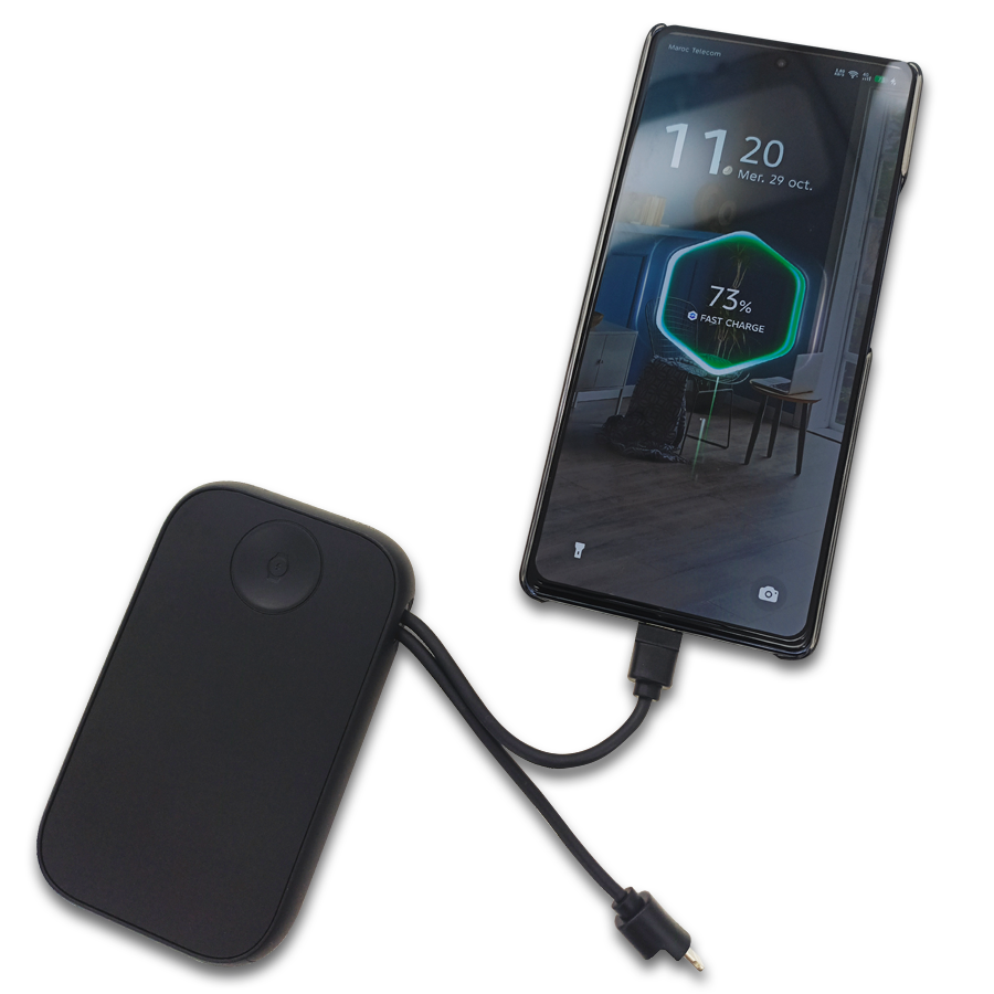 Rapide Power Bank 10000 mAh TM sans fil pour montre et chargement rapide à câbles pour téléphones.